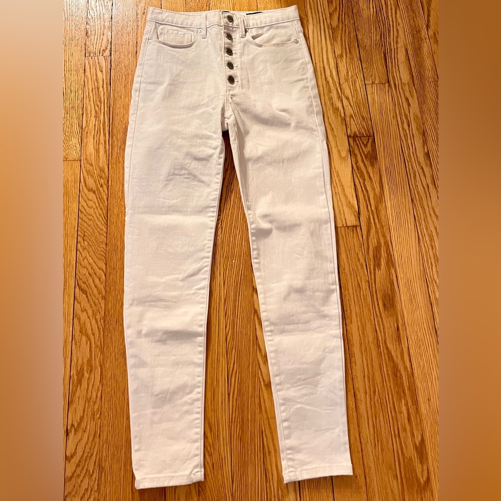 Banana Republic High-Rise Button Fly Skinny Jeans White Size 27